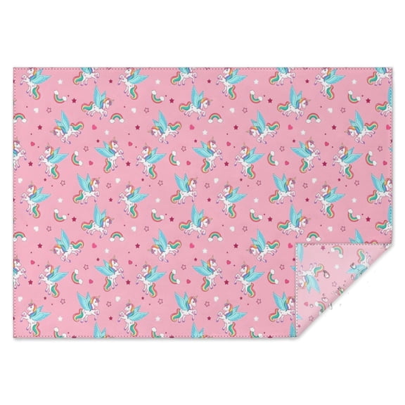 Pink Cartoon Unicorn Pattern Rectangle Tablecloth 60"x84",Waterproof Polyester Rectangle Table Cloth, Wipeable Spillproof Polyester Tablecloth for Dining, Camping, Indoor and Outdoor