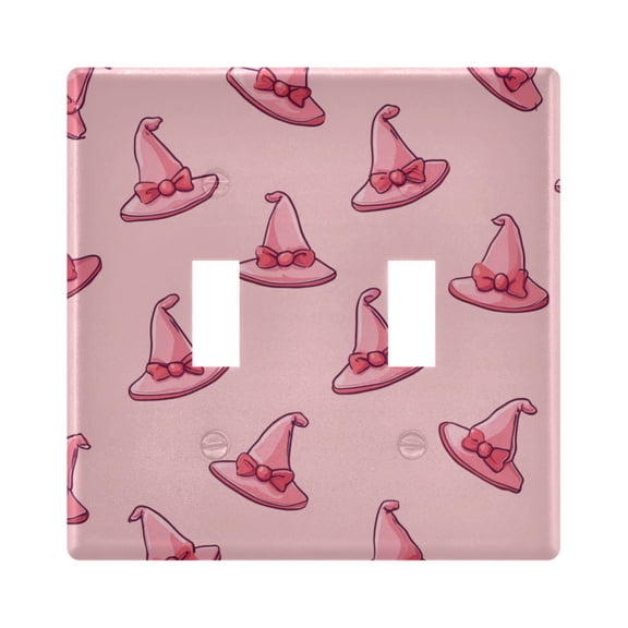 Pink Cartoon Witch Hats Decorative Light Switch Plates Switch Cover Decorative Wall Plates Ideal for Living Room Kitchen Bedroom and Study