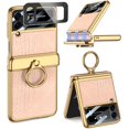 thumbnail image 1 of Pink Case Compatible for Samsung Galaxy Z Flip 3 Hinged Case with Ring,360° Magnetic All-Inclusive Luxury Leather Samsung Flip 3 Case Cover,Phone Case for Samsung Galaxy Z Flip 3 5G Case Cute, 1 of 14