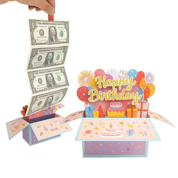3D Birthday Cash Box with Pull-Out Money Surprise – Creative Birthday Card & Gift Box for Cash Gifts