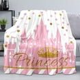 thumbnail image 1 of Pink Castle Throw Blanket, Gold Glitter Crown Polka Dot Princess Baby Girl Blanket, Kids Blanket, Twin Blanket, Cozy Soft Lightweight Flannel Fleece Blanket for Bed, Couch, Sofa, 60"x80", 1 of 1