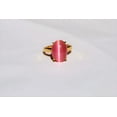 thumbnail image 1 of Pink Cat Eye Ring, Female Ring, Oval Cut Ring, Wedding Ring, 925 Sterling Silver Gold Over Ring, Gift For Him, 1 of 5