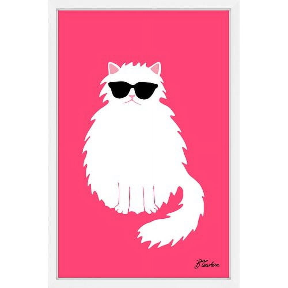 "Pink Cat" Framed Painting Print