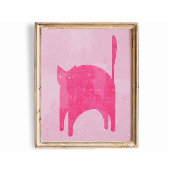 Pink Cat Handmade USA Linen Texture Wall Art Print, Refined Nature Inspired Theme For Office And Gallery Wall Decor