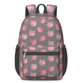 thumbnail image 1 of Pink Cat Head Gray Pattern 17" Waterproof Oxford School Backpacks for Teens, S-Shape Padded Straps, for School, Travel, Hiking, Camping, 1 of 5