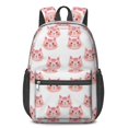 thumbnail image 1 of Pink Cat Head White Pattern 17" Waterproof Oxford School Backpacks for Teens, S-Shape Padded Straps, for School, Travel, Hiking, Camping, 1 of 5