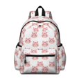 thumbnail image 1 of Pink Cat Head White Pattern Cute School Backpack with Padded Back and Adjustable Shoulder Straps 13.4"x11"x4.7", 1 of 4