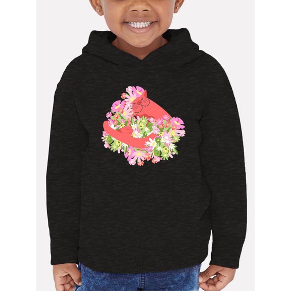 Pink Cat Hugging Flowers Hoodie Toddler -Image by Shutterstock,  4 Toddler