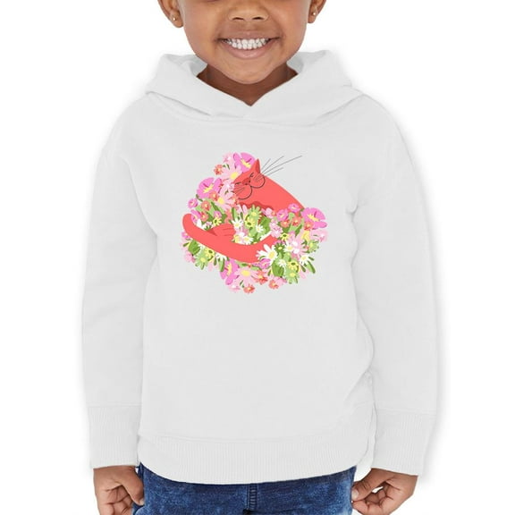 Pink Cat Hugging Flowers Hoodie Toddler -Image by Shutterstock, 5 Toddler
