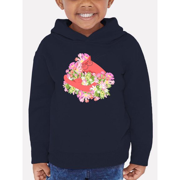 Pink Cat Hugging Flowers Hoodie Toddler -Image by Shutterstock,  5 Toddler