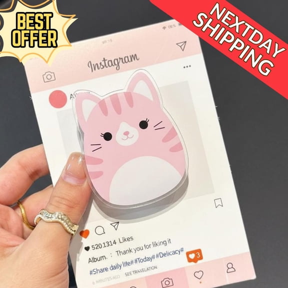 Pink Cat MagSafe Phone Grip  Cute Kawaii Cat Phone Stand, Magnetic Phone Holder for Cat Lovers and Cute Accessory Fans