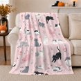 thumbnail image 1 of Pink Cat Pattern Cute Feline, Playful Pet Portrait Pattern, Warm Flannel Blanket for Living Room and Bedroom, Cat Lovers Valentine's Day Gift, Pet Lover Home Decor, 1 of 9