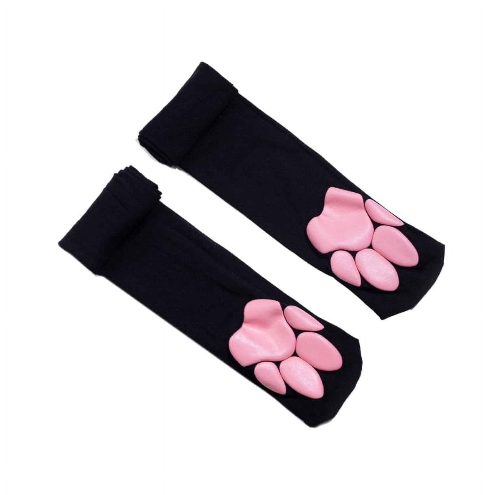 Pink Cat Paw Thigh High Stocking Cosplay 3D Paw Pad Socks