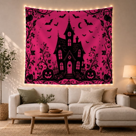 Pink Cat and Cauldron Tapestry