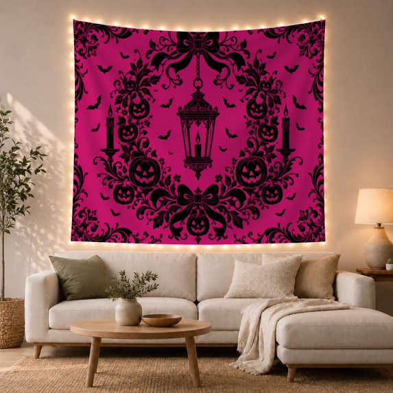 Pink Cat and Cauldron Tapestry
