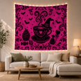 thumbnail image 1 of Pink Cat and Cauldron Tapestry, 1 of 7