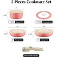 thumbnail image 1 of Pink Ceramic Nonstick Cookware Set, 5Pcs Detachable Handle RV Camping Induction Kitchen Cookware, 1 of 6