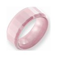 thumbnail image 1 of Pink Ceramic Ring Band Wedding Beveled Standard Faceted, 1 of 1