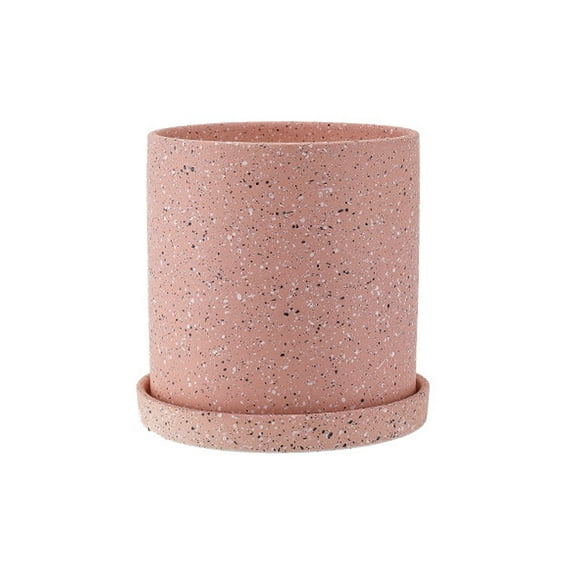 Pink Ceramic Speckled Flower Pots Planters with Drainage Hole and Tray for Home Patio Decor Succulent Plant Pots Indoor Outdoor Plant Pots Decorative for Garden,4.33 x 4.72 Inches