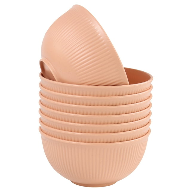 Pink Cereal Bowls 8 Pieces , Unbreakable Wheat Straw Bowls, Microwave