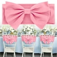 thumbnail image 1 of Pink Chair Bow Sashes, Tulle Chair Back Decor for Aisle Seating, Banquet Reception Chair Cover, Elegant Chair Back Decoration for Wedding Christmas Dinner Events Banquets Party, 14"x5.5", 1 of 9