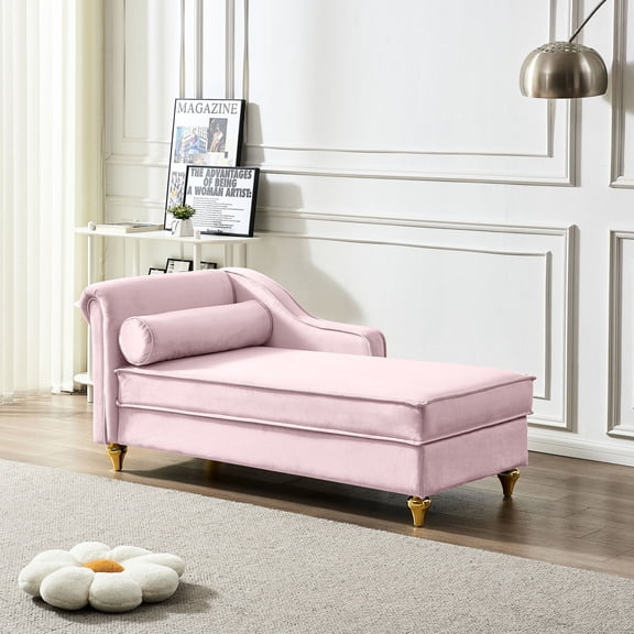 Pink Chaise Lounge with Storage and Round Pillow / Create a Cozy Relaxing Spot