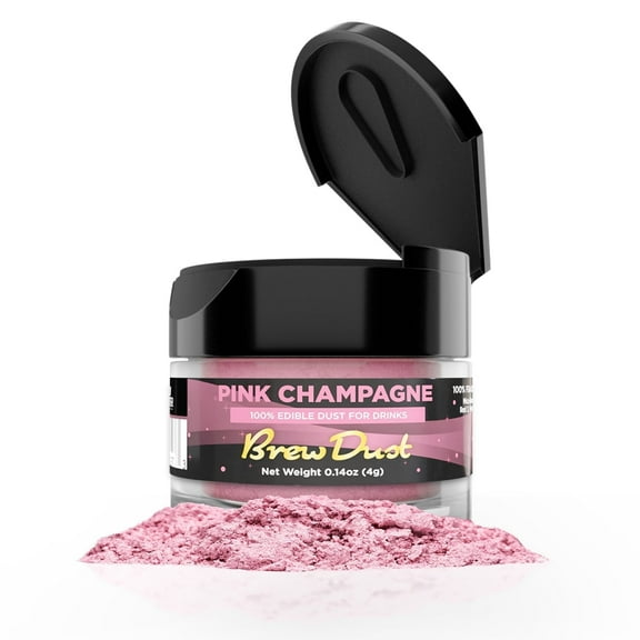 Brew Dust - Pink Champagne Edible Drink Powder - Silky Swirl, Beverage Safe, 4g Jar