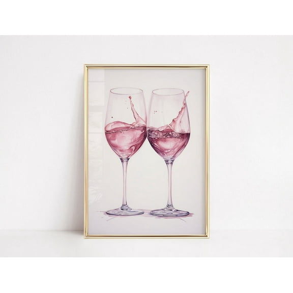 Pink Champagne Drinks Bar Cart Poster, Kitchen Fun Home Art, Coquette Bows Preppy Dollette Wall Art, Wine Girly Poster Wall Art, Modern Wall Decor, 8x12 UNFRAMED