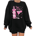 thumbnail image 1 of Pink Champagne Print Sweatshirt Graphic Sweatshirt Black S-3XL New Year Printing Trendy Tops, 1 of 5