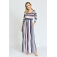 thumbnail image 1 of Pink & Charcoal Stripe 3/4 Sleeve Maxi Dress | S-3X, 1 of 10