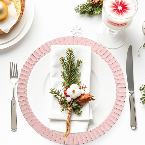 Pink Charger Plates Set of 12, 13" Plastic Chargers for Dinner Plates, Thanksgiving, Christmas Party Banquet Serveware Supplies