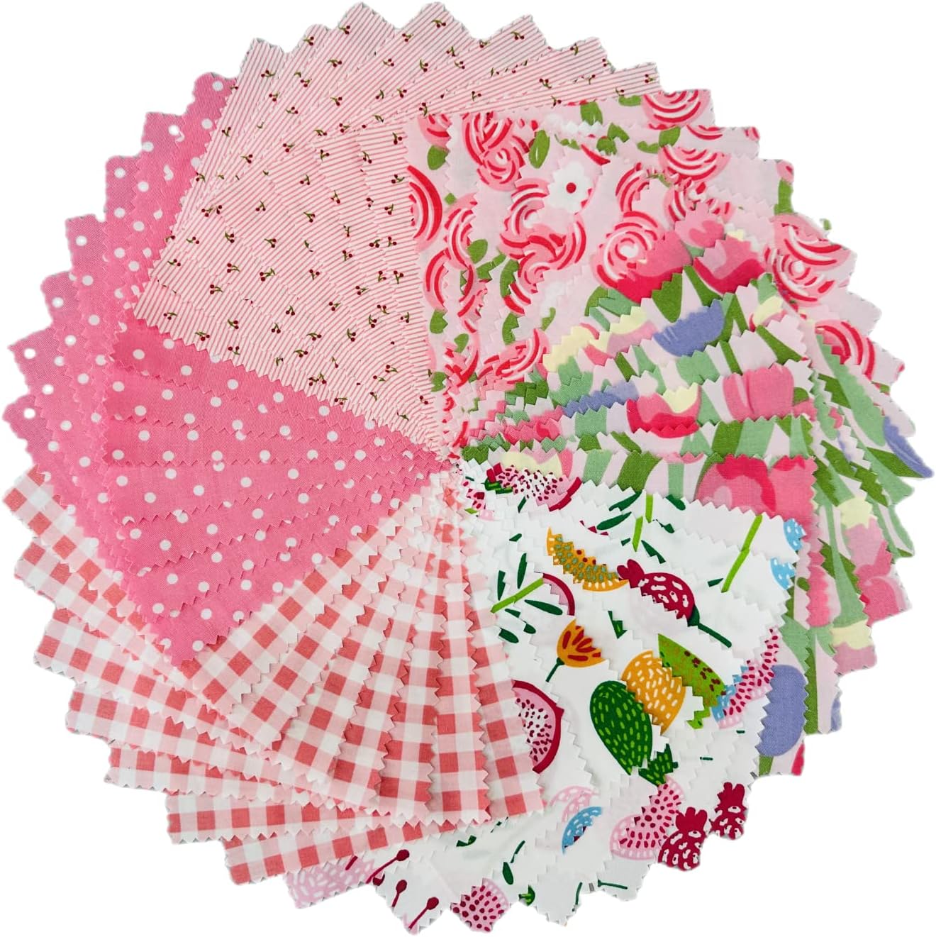 Pink Charm Packs for Quilting 5 inch, Rose Fabric Precut Quilting