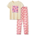 thumbnail image 1 of Beezizac Pink Checker Pajamas for Big/Teen Girls – Cute Summer 2-Piece Short Sleeves Shirt & Pants PJs Play Set Size 8, 1 of 7