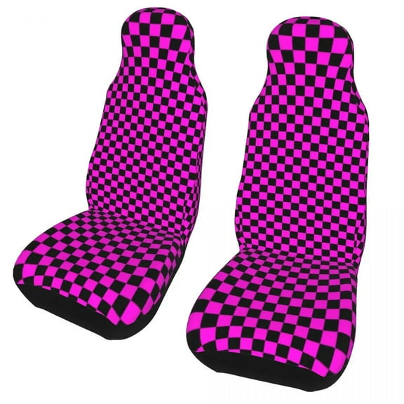 Pink Checkered Checkerboard Universal Car Seat Cover Protector Interior Accessories Auto Seat Cover Polyester Hunting