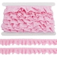 thumbnail image 1 of Pink Checkered Fabric Trim Edge,1.57" x 5yd Gingham Ruffle Ribbon Trim,Gingham Pleated Lace Trim,Home Decorations,for DIY Craft Sewing Dress Clothing Applique By Scheam, 1 of 7