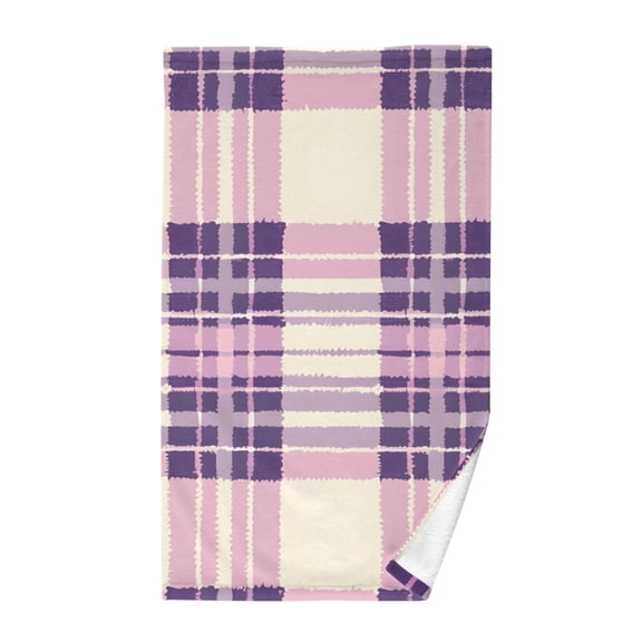 Pink Checkered Grid Pattern Cotton Face Towel Soft Hand Towel Absorbent Bathroom Towel for Kitchen Hotel