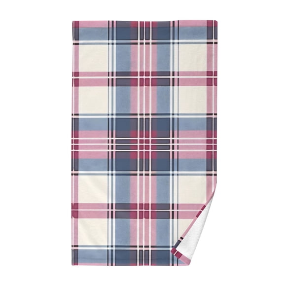 Pink Checkered Grid Pattern Cotton Face Towels Absorbent Hand Towel Soft Bathroom Towel for Kitchen Hotel Decoration