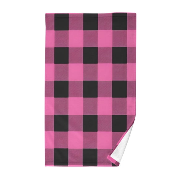 Pink Checkered Grid Pattern Cotton Face Towel Soft Hand Towel Absorbent Bathroom Towel for Kitchen Hotel
