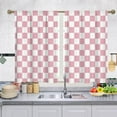thumbnail image 1 of Pink Checkered Kitchen Curtains, Rustic Farmhouse Kitchen Curtain, Checkerboard Vintage Small Kitchen Curtains Sets for Bathroom Cafe Window Treatment Drapes 2 Panels (Each 27.5x39 Inch), 1 of 6