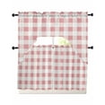 thumbnail image 1 of Pink Checkered Kitchen Curtains Sets 24 Inch Length with Valance, Farmhouse Buffalo Plaid Swag Valances and Tiers Curtain Set Drapes Swag Curtains for Living Room, Bathroom, Bedroom, Cafe, 1 of 6