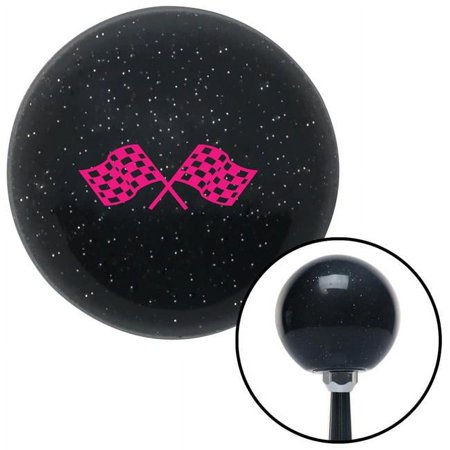 Pink Checkered Racing Flags Black Metal Flake Shift Knob with M16 x 1.5 Insert Auto