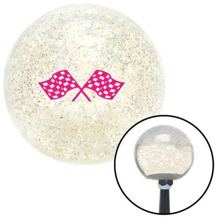 Pink Checkered Racing Flags Clear Metal Flake Shift Knob with M16 x 1.5 Insert Auto Brody