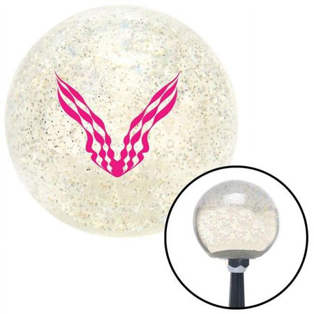 Pink Checkered Racing Wings Clear Metal Flake Shift Knob with M16 x 1.5 Insert Auto Brody