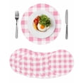 thumbnail image 1 of Pink Checkered Round 15 Inch Placemats Set of 8, Pink White Buffalo Plaid HeatResistant Non Slip Place Mats for Dining Table, Wipeable Braided Kitchen Table Mats for Housewarming, 1 of 9