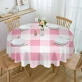 thumbnail image 1 of Pink Checkered Round Tablecloth 60 Inch - Waterproof Fabric Table Cloth Protector, Pink White Buffalo Plaid Tablecloths Washable Table Cover for Kitchen Banquet Coffee Table Outdoor Party, 1 of 6