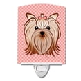 thumbnail image 1 of Pink Checkered Yorkie & Yorkshire Terrier Ceramic Night Light, 1 of 1