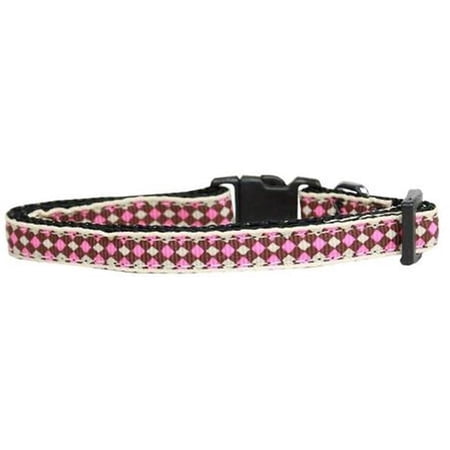 Pink Checkers Nylon Collar, Cat Safety