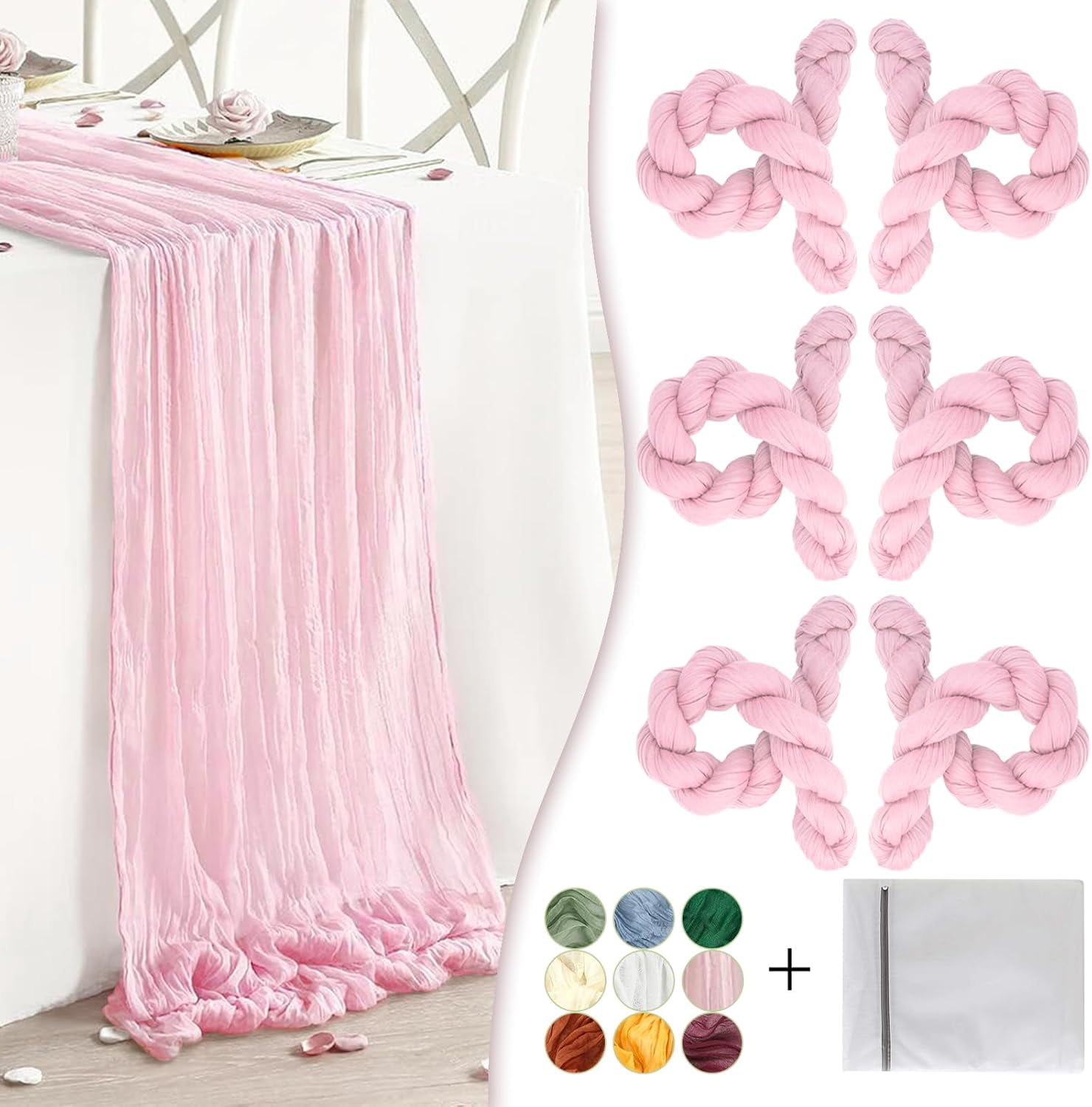 Pink Cheesecloth Table Runner 6 Pack 35