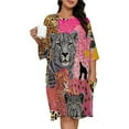 thumbnail image 1 of Pink Cheetah Collage Vibrant Wildcats Sleepshirts For Sleeping Travels Loose Sleepdress Pajama Dress Soft Nightdress Sleepwear, 1 of 7