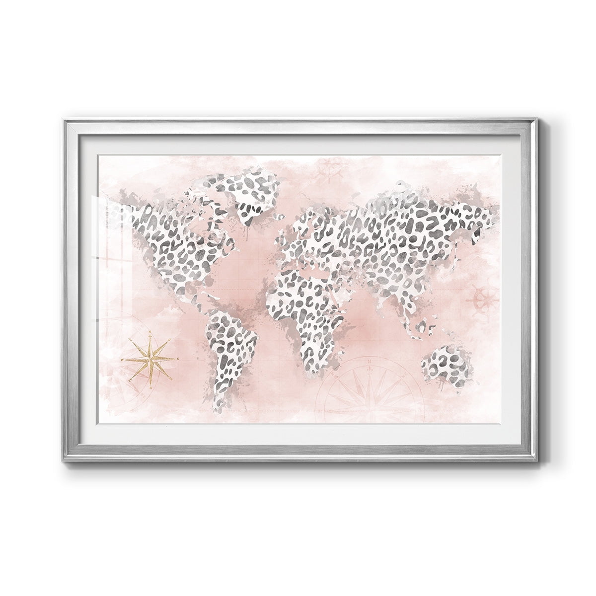 Pink Cheetah Map Premium Framed Print - Ready to Hang